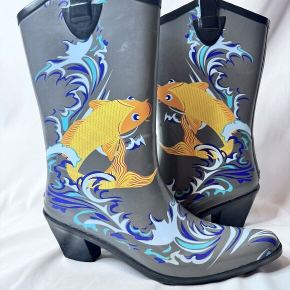 dav Shoes - Women’s Dav Rain boots Koy Fish Cowboy Size 9